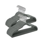 Zachte fluwelen Kledinghangers in grijze kleur - Met inkepingen in schoudergedeelte - Extra slank ruimtebesparend design - Anti-slip - Set van 50 stuks