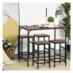 Bartafelset – Modern Living - Rustiek design – 4 barkrukken - Bruin-zwart