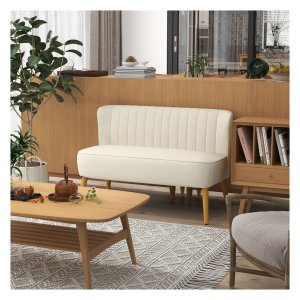 Tweezitsbank - Elegant Living - Houten poten - Crèmewit
