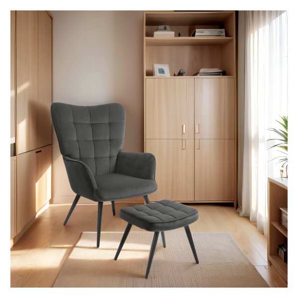 Fauteuil - LuxCraft - fluweelachtige bekleding - grijze