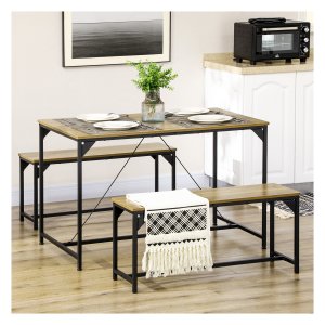Eetkamerset – ModernLiving - 3-delige set – Natuurlijke uitstraling - Grijs