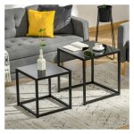Bijzettafels - Luxe Living - Glazen blad - Staal - Zwart