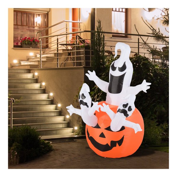 Halloweendecoratie - Opblaasbaar - Pompoen Geest - Oranje