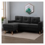 Hoekbank - luxe uitstraling - extra zitplaatsen - zwart