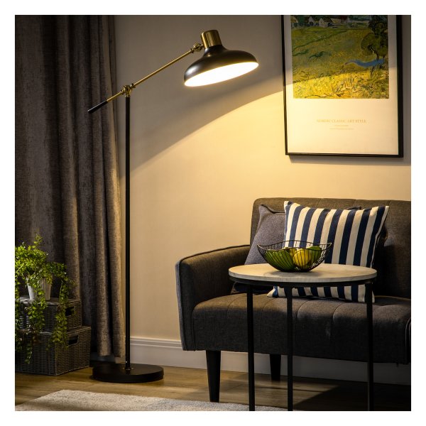 Vloerlamp - Verstelbare leeslamp - Zwenkbaar - Zwart