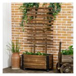 Plantenbak - Hout & Klimrek - Verkoolde afwerking - Bruin