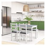 Eetkamerset - LuxeLiving - Gestoffeerde stoelen - Linnenlook - Grijs/wit