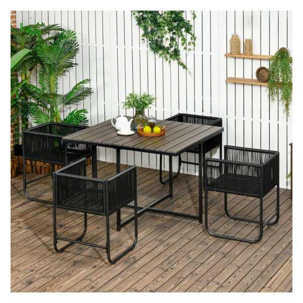 Tuinset - Luxe Garden - 4 verstelbare stoelen - Bijzettafel - Grijs