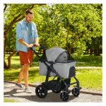 Hondenkar – HappyPets - Inklapbaar – Gaasraam - Grijs