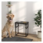 Hondenbak – PawHut - Verstelbare hoogte – RVS kommen - zwart