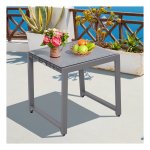 Tuintafel - Stijlvolle tuinmeubelen - Polyrotan & aluminium - Gehard glas - Antraciet