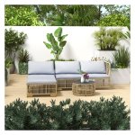 Tuinset - Rattan Deluxe - Hoekbank - Salontafel - Lichtgrijs