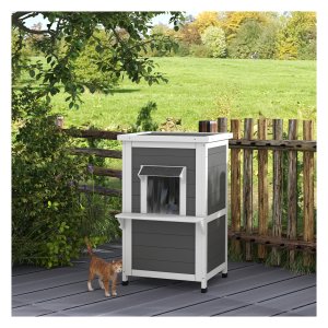 Kattenhuis - Stevig – Waterdicht - Grijs
