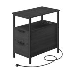 Bijzettafel nachtkast met Oplaadstation 2x stopcontact en 2x USB poort - Zwart