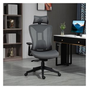 Ergonomische bureaustoel - ComfortDesign - Ligfunctie – Grijze mesh