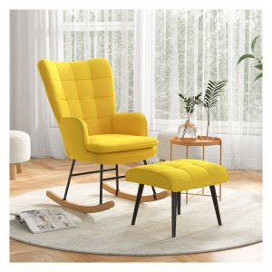 Schommelstoel - Relax&Comfort - Voetenbank - Beige