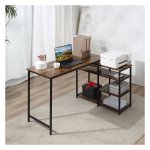 Hoekbureau - Rustiek design - Met lade en rek - Bruin