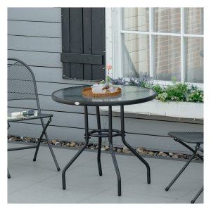 Tuintafel - Luxe design - Parasolgat - Zwart