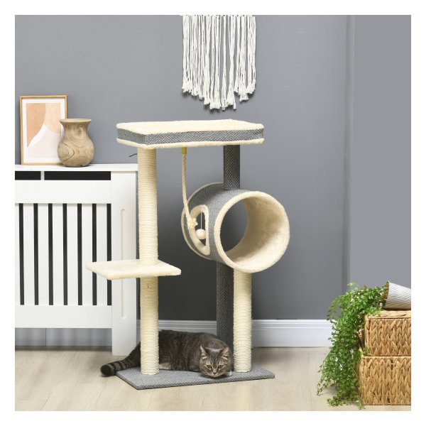 Kattenpaal - DeluxePets - Kattenhol - Ligplanken - Grijs