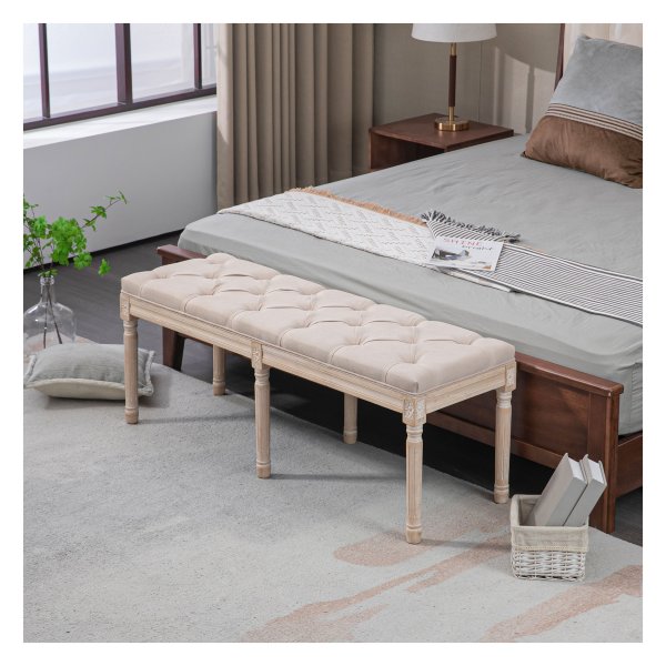 Slaapbank - Vintage Living - Gewatteerd - Beige