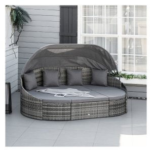 Rotanligbed - Luxe Lounge – Zonnedak - Grijs