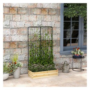 Plantenbak - GroenGeluk - Verhoogd met klimhulp - Natuurlijk hout