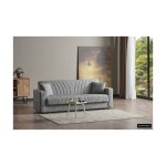 Slaapbank Manisa Lichtgrijs , voor 3 personen, Spaanderplaat, , Polyester, Bonell veren