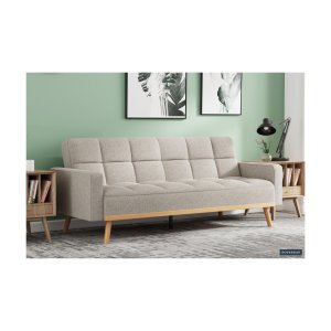 Slaapbank Adana Beige , voor 3 personen, Eucalyptushouten frame, koudschuim matras