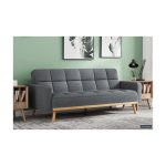 Slaapbank Adana Grijs , voor 3 personen, Eucalyptushouten frame, koudschuim matras