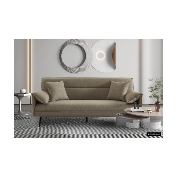 Slaapbank Sivas Beige , voor 3 personen, Eucalyptushouten frame, koudschuim matras