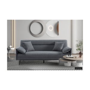 Slaapbank Sivas Grijs , voor 3 personen, Eucalyptushouten frame, koudschuim matras