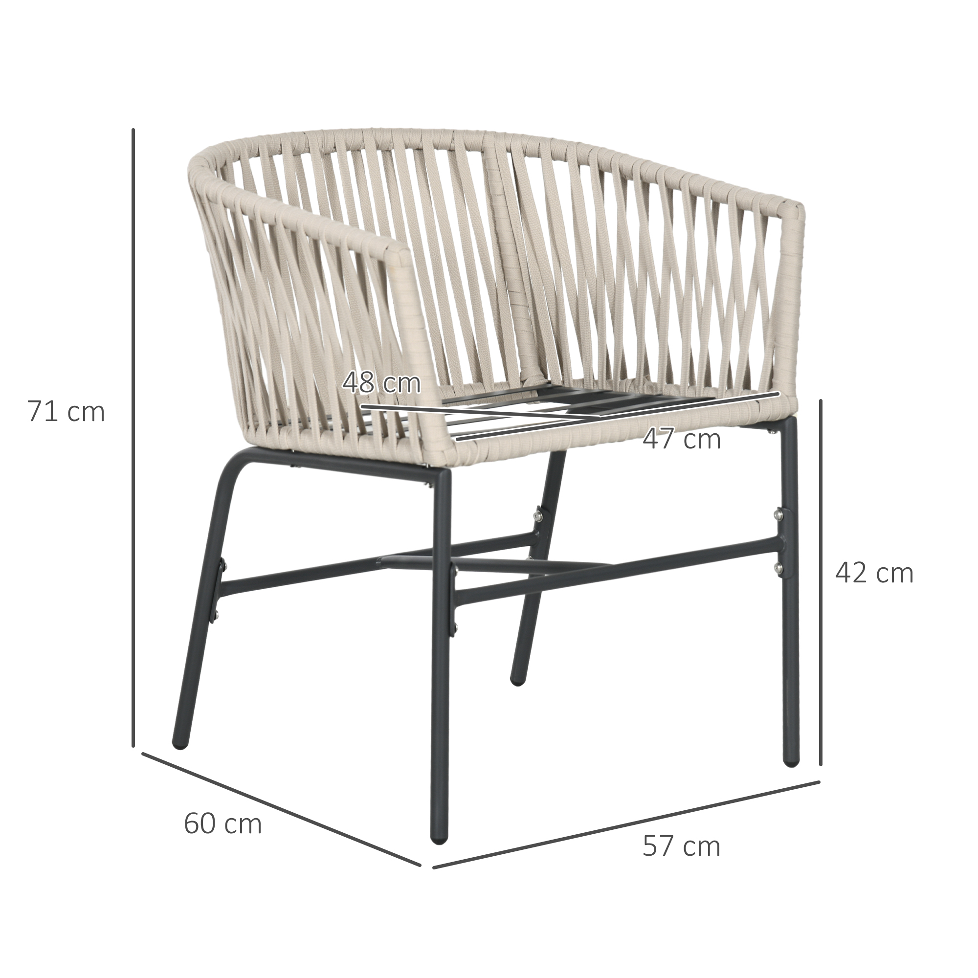 2erSet Gartenstühle mit Kissen Gartensessel Set im BohoStil