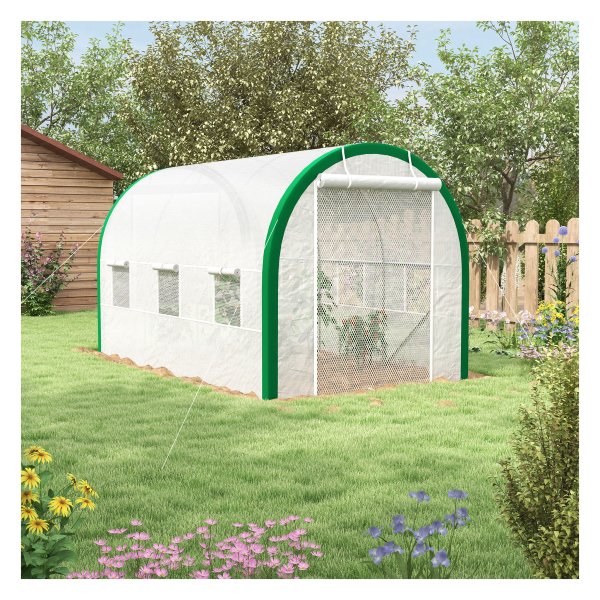 Kas - Tuinmeubelland - Tunnelvorm - Roldeur - Wit