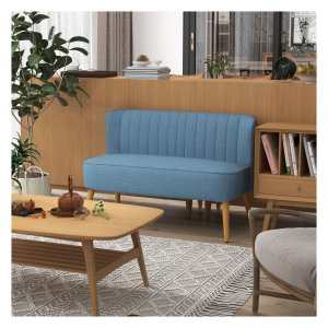 Loveseat - Linnen look - Houten poten - Blauw