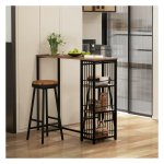 Bartafel - Industrial Living - Stalen frame – 3 planken - bruin