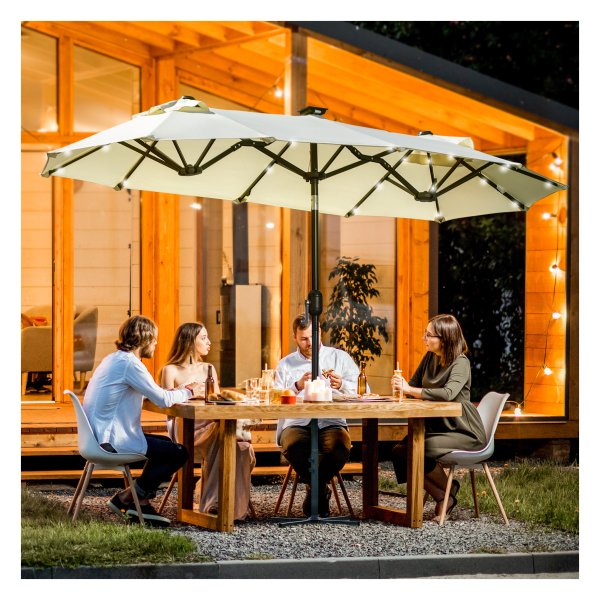 Parasol - LuxeLux - LED-verlichting - Verstelbare kantelhoek - Beige