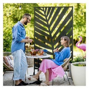 Tuinafscheiding - Stijlvol design - Stalen frame - Zwart