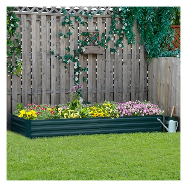 Bloembakken - Outsunny - Metalen - Groene - Donkergroene