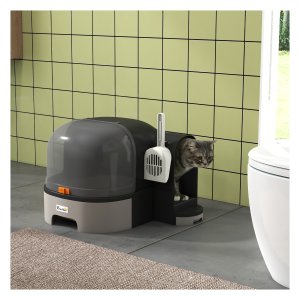 Kattenbak - LuxeCat - Kap - Uitneembare bakken - Grijs