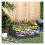 Plantenbak - Tuinbed met bloementrap - Kruidenbed - Grijs