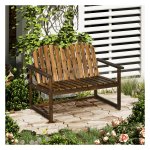 Houtenbank - RustiekeTuin - Met rugleuning - Armleuning - Verkoolt