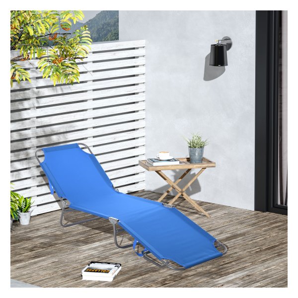 Ligstoel - Campingbed - Inklapbaar & Verstelbare rugleuning - Blauw