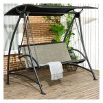 Tuinschommelbank - Outdoor Living - Verstelbaar zonnedak - UV-bescherming - zwart