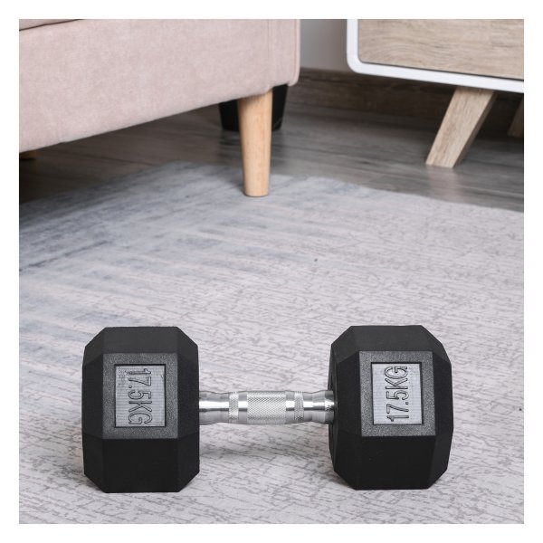 Haltergewicht - Krachtige halter - Rubberen grip - Zwart