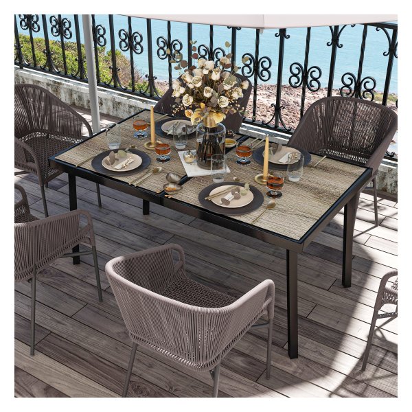 Eettafel - Luxe Living - Houtnerf - Stalen frame - Grijs