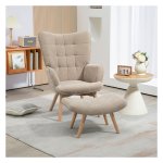 Fauteuil - Relaxia - Gestoffeerd - Houten poten - Lichtbruin