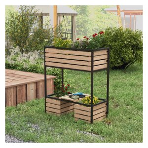 Kruidenbak - Tuinplezier - Verhoogd - 2-laags - Lichtbruin