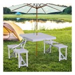 Picknickset - Aluminium Picknicktafel - Klaptafel & 4 Stoelen - Grijs