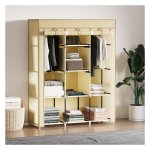 Kledingkast – Opvouwbaar – Stoffen – Beige