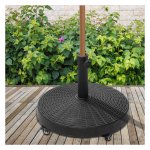 Parasolvoet - LuxeGarden - Rotan look - Wielen - Zwart